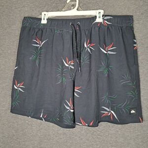 Quicksilver Trunks Men's Size XXL Black Floral Board Shorts New Swim Beach UV